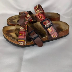 Sandalia Birkenstock Papillio multicolor geométrica 3 correas para mujer talla 6 boho - Imagen 1 de 9