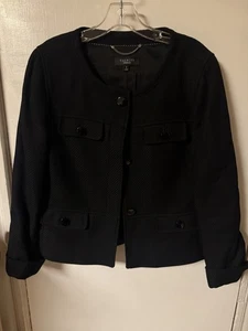 Talbots Black Textured Collarless Blazer Women’s Size 10 - Picture 1 of 16
