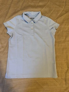 Lands End Boys Short Sleeve Poly Pique Polo School Uniform Light Blue Size Large - Picture 1 of 8