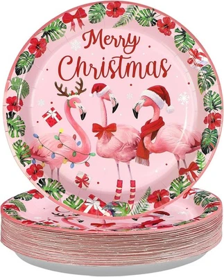 50 Piezas Platos de Papel Flamenco Navidad 10 Pulgadas Hawaiano Tropical Rosa...  Foto 1 de 4