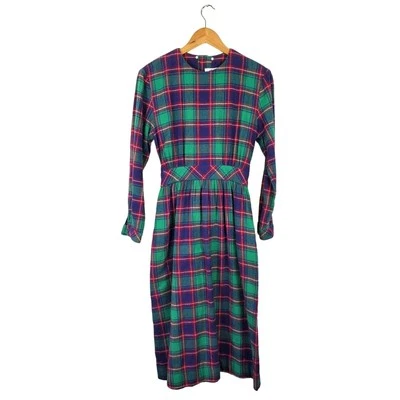 Vintage Lanz Originals Plaid Flannel Dress Size 6 Cotton USA 80's Grunge Cottage - Image 1 of 4