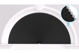 MyShade 36”x72” Black Arch Window Shades Half Circle Blackout Cordless No Drill - Picture 1 of 7