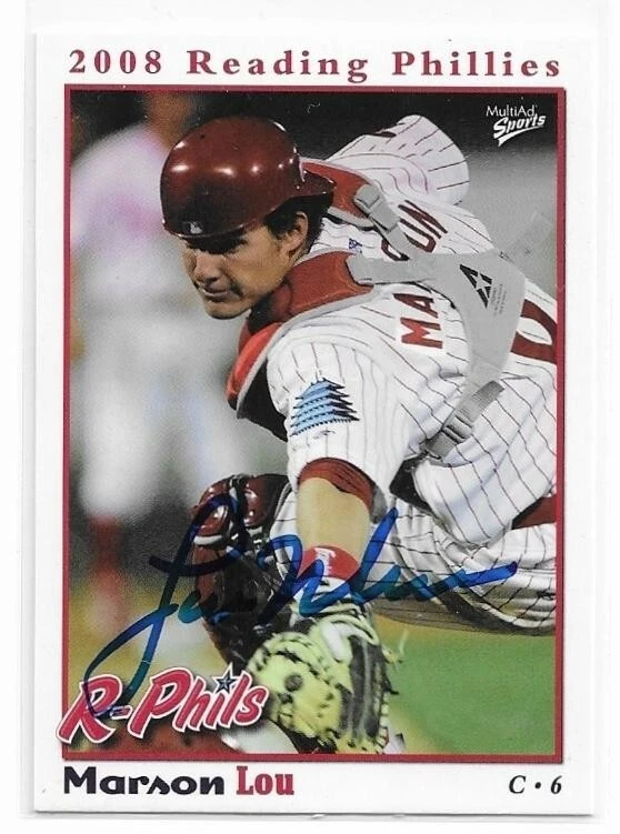 LOU MARSON Autographed Signed 2008 Reading card #16 Philadelphia Phillies COA - Image 1 of 1