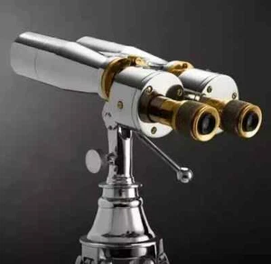 1920' Century Nautical Naval Brass Victorian Binoculars in Nickle Tripod 005 - Picture 1 of 8