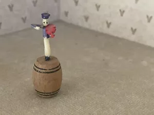 Vintage Miniature RAGTIME BAND Musician on Wooden Barrels 1940's - Picture 1 of 3