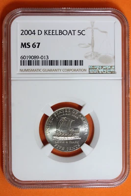 2004-D Keelboat NGC MS67 Jefferson Nickel 5c #B37948 - Image 1 of 2