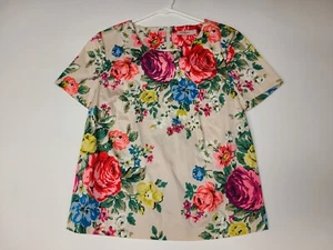 Cath Kidston Floral Blouse Back Zipper Short Sleeve Sz 8 4E - Picture 1 of 11