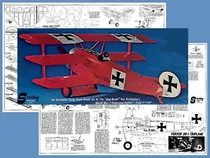 Sterling Model Airplane Plans (UC-FF-RC): Fokker DR-1 Triplane 23½"ws 1/12 Scale - Picture 1 of 3