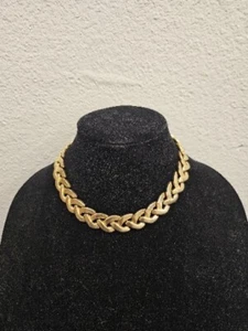 Vintage F. O. Inc. Yellow Gold Tone Choker Chain Necklace. Fast Shipping! - Picture 1 of 12