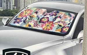 Auto Drive Car Truck Windshield Sun Shade Floral Accordion Universal Fit - Picture 1 of 6