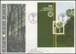 NEW ZEALAND 1989 TREES M/S FDC SIGNED DESIGNER KAURI (ID:14/D4855) - Picture 1 of 1