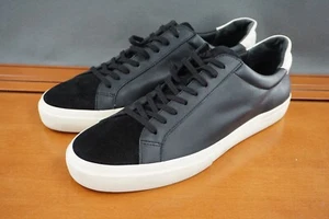 Vince Fulton Men's 11.5 Black Leather Lace Up Low Top Casual Sneakers Shoes - Picture 1 of 10
