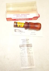 Faulks P-60-A Predator Call Adjustable Wood +Box+Papers Ducks Geese LA USA - Picture 1 of 12