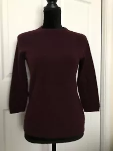 Talbots 100% PURE CASHMERE MERLOT WINE Pullover Sweater 3/4 Sleeve Medium M - Picture 1 of 4