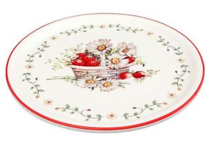 10.5" Strawberry and Daisy Round Porcelain Dinner Plate