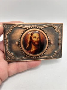 * JESUS BILD * RELIGIÖSE CHRISTLICHE KUNST HERREN GÜRTELSCHNALLE Kupfer Rechteck - Bild 1 von 11