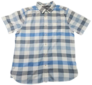 The North Face Mens XL Short Sleeve Blue Check Button Up Outdoor Casual Classic - Imagen 1 de 9