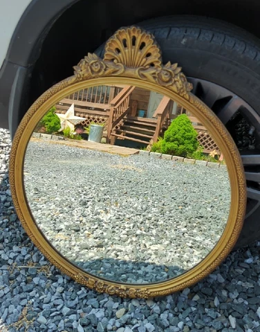 Vintage Wooden Gold Ornate Mirror 24" Stunning Hollywood Regency Louis Bierfeld Cover