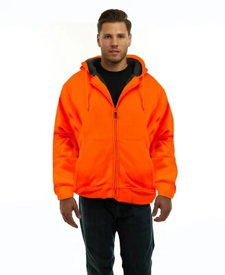Trailcrest Blaze Orange Full Zip Thick Fleece and Sherpa Lined Hooded Jacket - Image 1 of 3