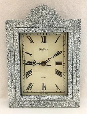 Reloj de pared de cuarzo Waltham Art Deco aspecto de granito resina blanco y negro analógico Foto 1 de 4