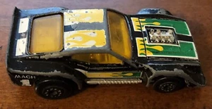 1983 Matchbox IMSA Mustang, Black w Green Flames Mach 1 Hood Opens - Picture 1 of 8
