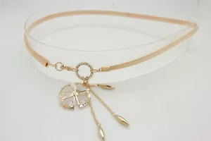 Mujer Metal Dorado Elástico Tira Floral Bling Moda Cumpleaños Cinturón Fun S M - Imagen 1 de 12