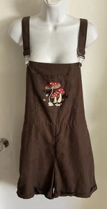 Women’s Brown Lightweight Corduroy MUSHROOM Short Overalls Shortalls Romper M L - Picture 1 of 4