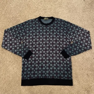 FENDI Men's Knit Sweater Zucca Pattern Logo Monogram Multicolor Sz Large - Picture 1 of 10