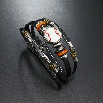Стильный бейсбольный кожаный браслет Luminosa светящийся в темноте для мужчин - Изображение 1 из 4