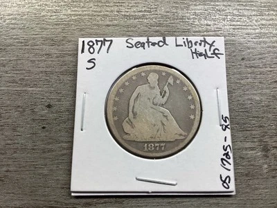 1877 S Seated Liberty Silver Half Dollar Type 4 Resumed with Motto 051725 85ac - Image 1 of 4
