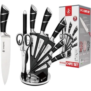 Kitchen King 9 Piece Knife Set Block Stainless Steel Chef Scissors Peeler - Picture 1 of 10