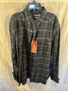 Wolverine Shirt Mens Medium Blue Plaid Flannel Button Up Long Sleeves NWT - Picture 1 of 5
