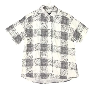 Wildfang Essential Button-Up Shirt Women's Sz L Short Sleeve Plaid Casual - Picture 1 of 10