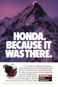 Honda Power Equipment 1984: Mt Everest perché c'era pubblicità stampa d'epoca - Foto 1 di 1