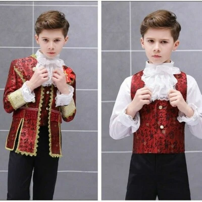 Niño Borla Traje Chaqueta Blazer Chalecos Pantalones Disfraz Vestido Elegante Niño Conjunto de 3 Piezas Foto 1 de 4