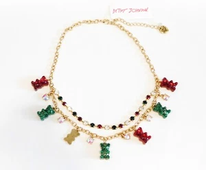 Betsey Johnson Crystal, Fireball & Gummy Bear Festive Holiday Statement Necklace - Picture 1 of 15