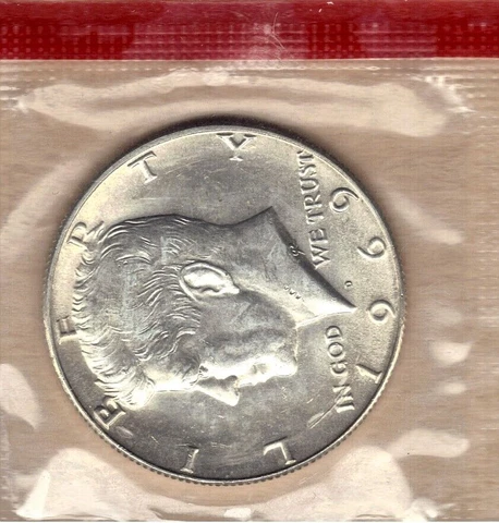 1969-D UNCIRCULATED KENNEDY HALF DOLLAR IN MINT CELLO (40% SILVER) Cover
