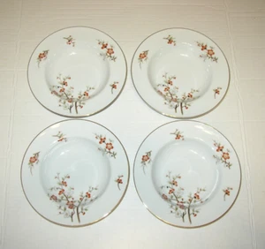 NORITAKE china Brenda 3064 Set of 4 Soup Cereal Bowls 8" Gold Rim Floral EUC - Picture 1 of 10