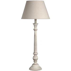 Tall Wooden Grey Washed Table Lamp Shabby Chic Taupe Linen Shade 73cm 40W E14 - Picture 1 of 4