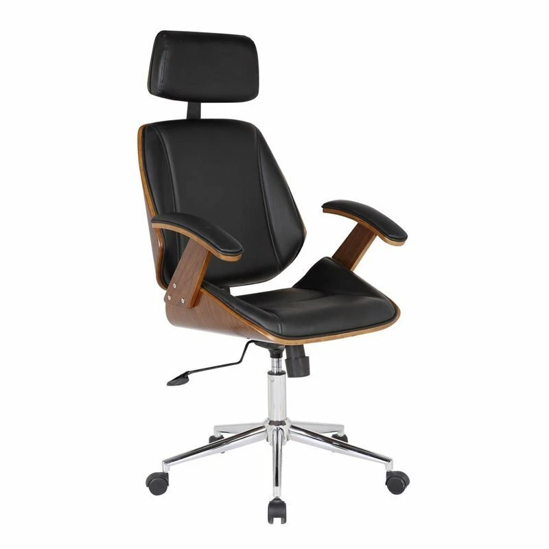 Armen Living Century Faux Leather Office Chair in Black