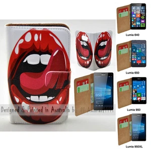 For Nokia Series - Lick Tongue Theme Print Wallet Mobile Phone Case Cover - Picture 1 of 3