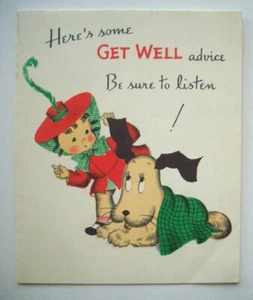 Curly-Q Sick dog puppy get well greeting card *B2 - Picture 1 of 3