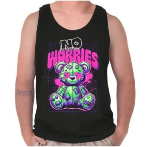 Cool Urban Streetwear No Worries Teddy Bear Tank Top T Shirts Tees Men Women - Picture 1 of 7