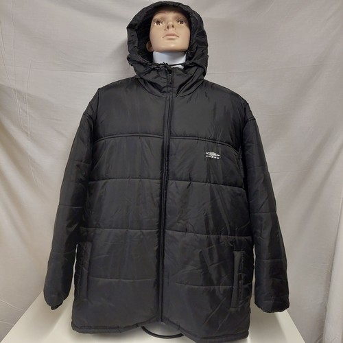 COACH UMBRO Football Manager Cappotto Giacca con Cappuccio Imbottito XL Nero Retrò Vintage 90'