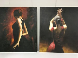 Latina Art-Dancers-Set of 2-Beautiful Women Dancing PHOTO? PAINTING on CANVAS - Picture 1 of 8