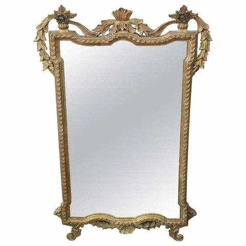 Early 20th Century Italian Louis XVI Style Carved and Gilded Wood Wall Mirror Cover