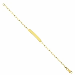 14K Solid Gold ID Bar Kid Bracelet in Paper Clip Chain (Yellow, White, Rose) - Picture 1 of 6
