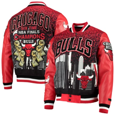 Authentic PRO STANDARD Chicago Bulls Six Time NBA Champions Jacket Mens Small Foto 1 de 4