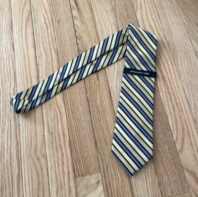 Галстук мужской Jones New York желтый синий в полоску 100% шелк - Изображение 1 из 4