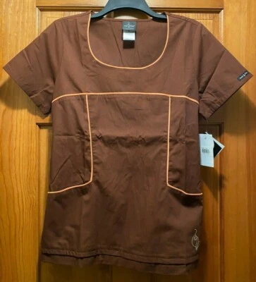  Nuevo Nuevo con etiquetas Blusa Médica Baby Phat para Mujer Talla M Marrón y Naranja Elástica Cincha Espalda Foto 1 de 4